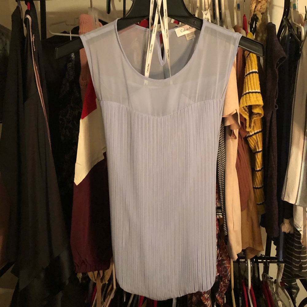 Calvin Klein/Sz:M/ Baby Blue, Ribbed Blouse